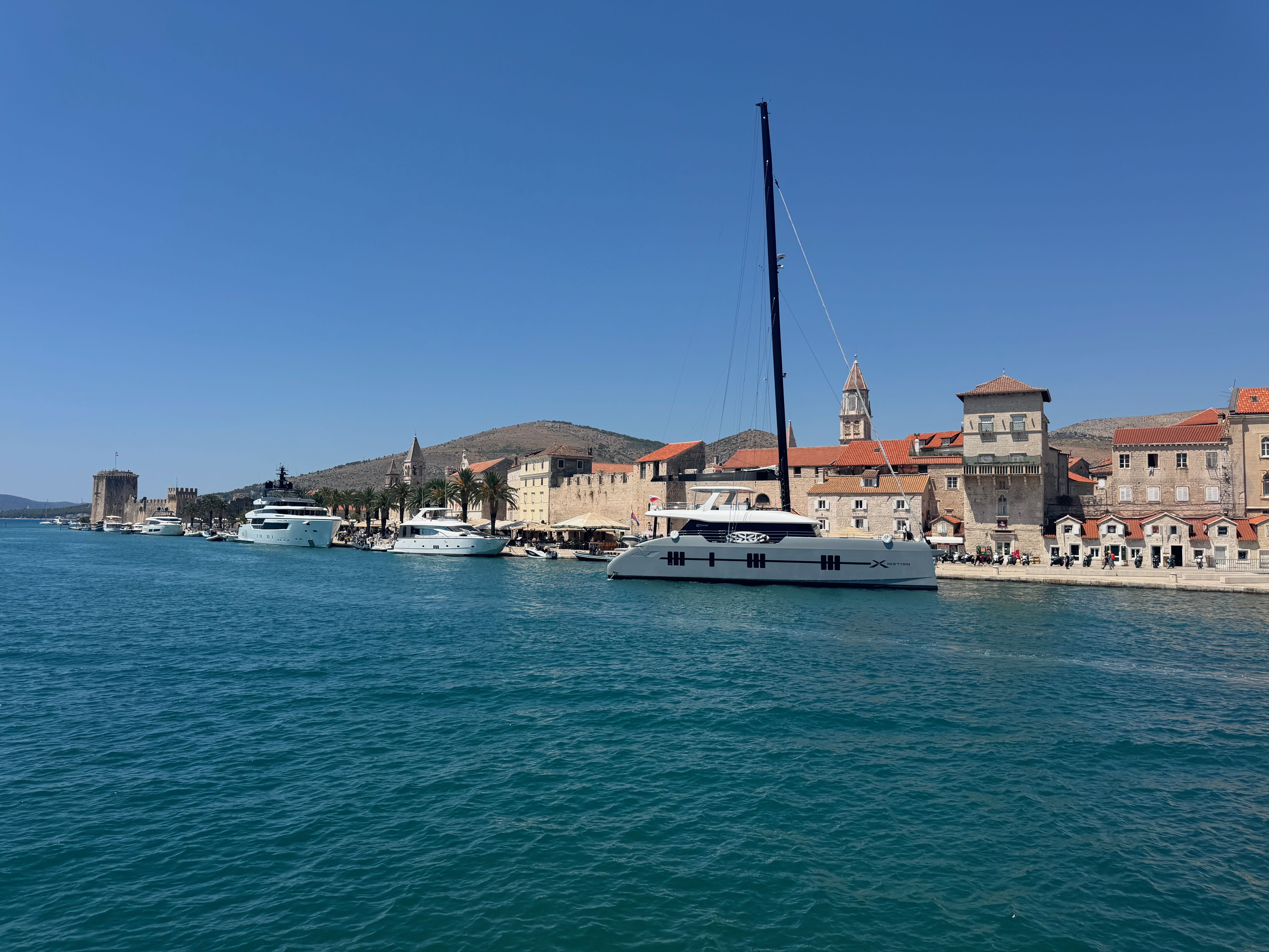 Old town of Trogir with harbor and yachts