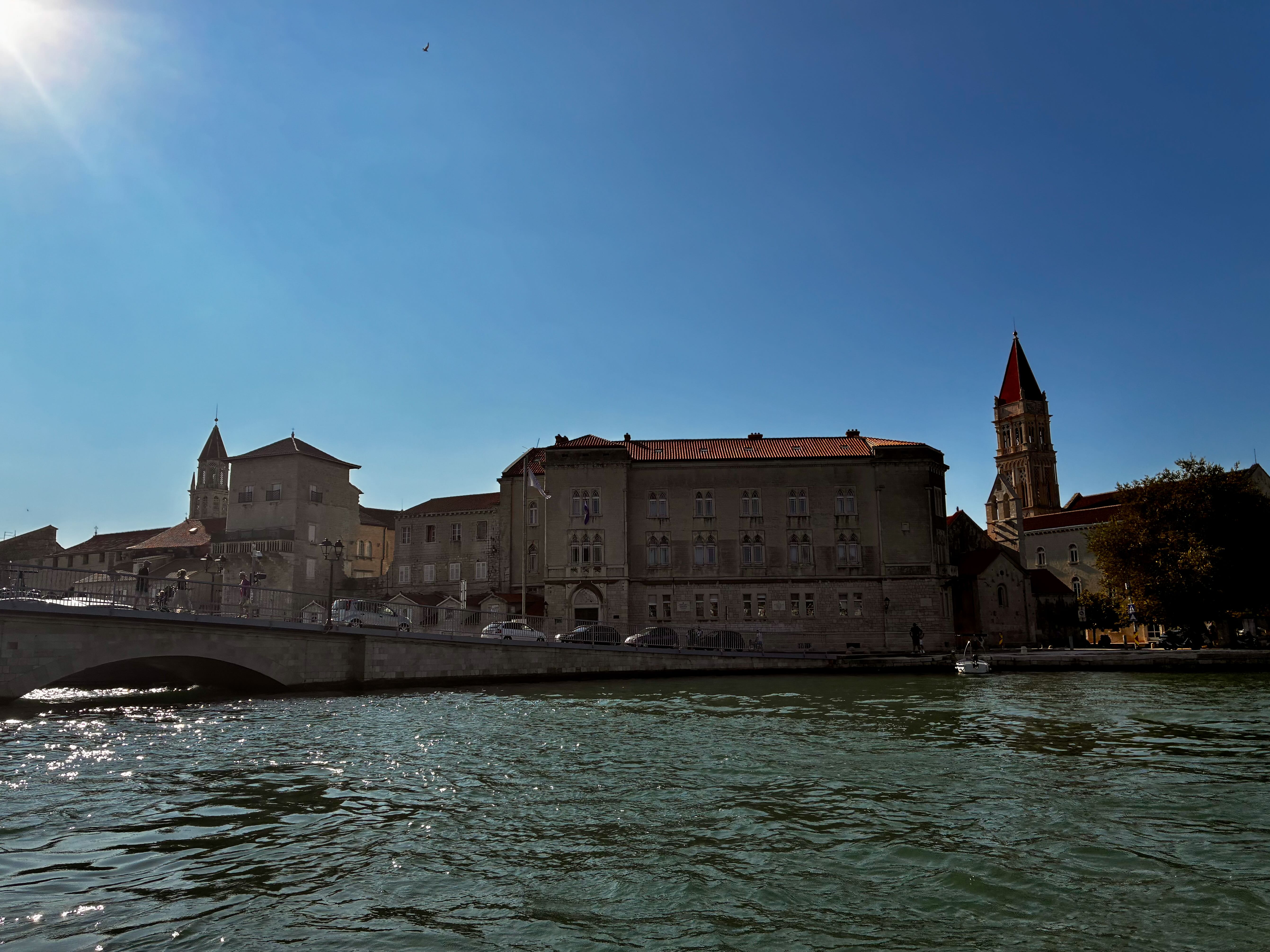 Trogir old town with bridge – view from water