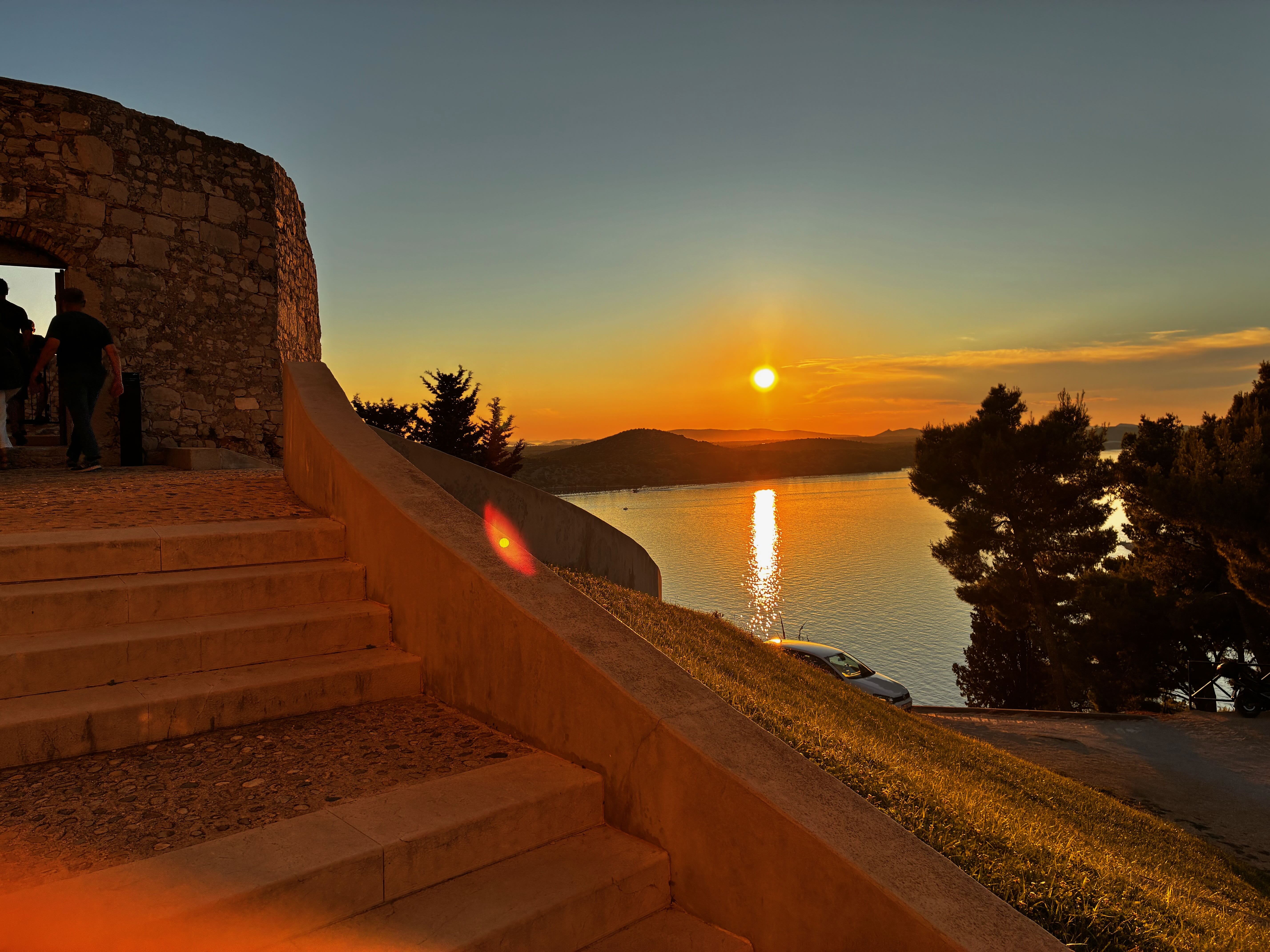Sunset at the fortress with sea view